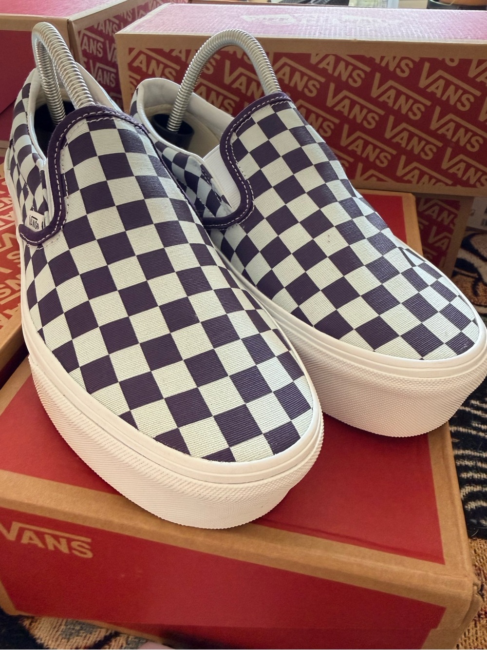 BRAND NEW Vans Slip-On - Purple & Ice Blue Stackform Platforms Women 9.5/Men 8